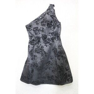 Prosecco One Shoulder Black Velvet Burnout Dress-Size 6-Whimsigoth-Witchy